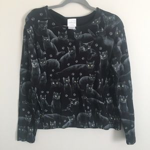 Morning Sun Cat Print Long Sleeve T-Shirt | Size L